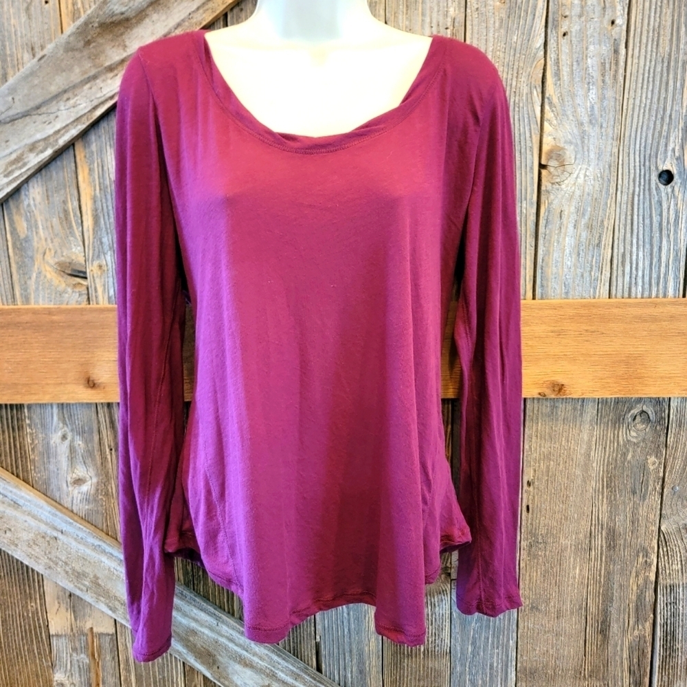 anthropologie eloise lightweight long sleeve stretch shirt purple Large L